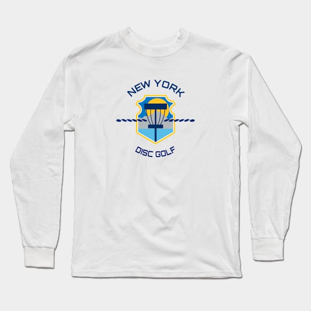 New York Disc Golf - State Flag White Long Sleeve T-Shirt by grahamwilliams